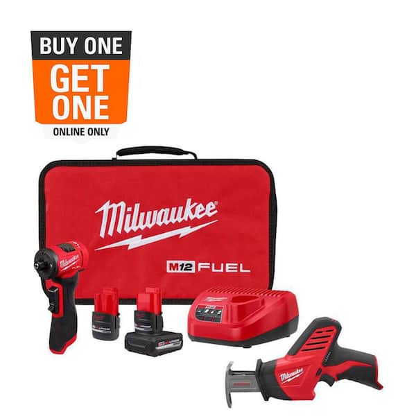 M12 FUEL 12V Lithium-Ion Brushless Cordless 1/4 in. Right Angle Die Grinder with M12 HACKZALL Cordless Reciprocating Saw