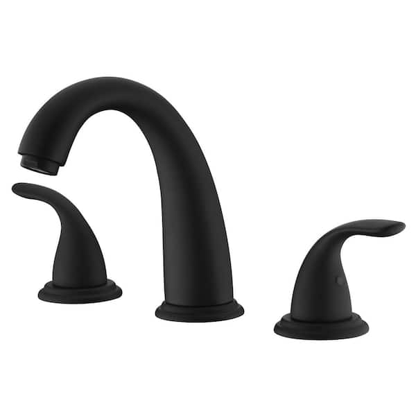 SUMERAIN Traditional Double Handle Tub Deck Mount Roman Tub Faucet with Corrosion Resistant in Matte Black