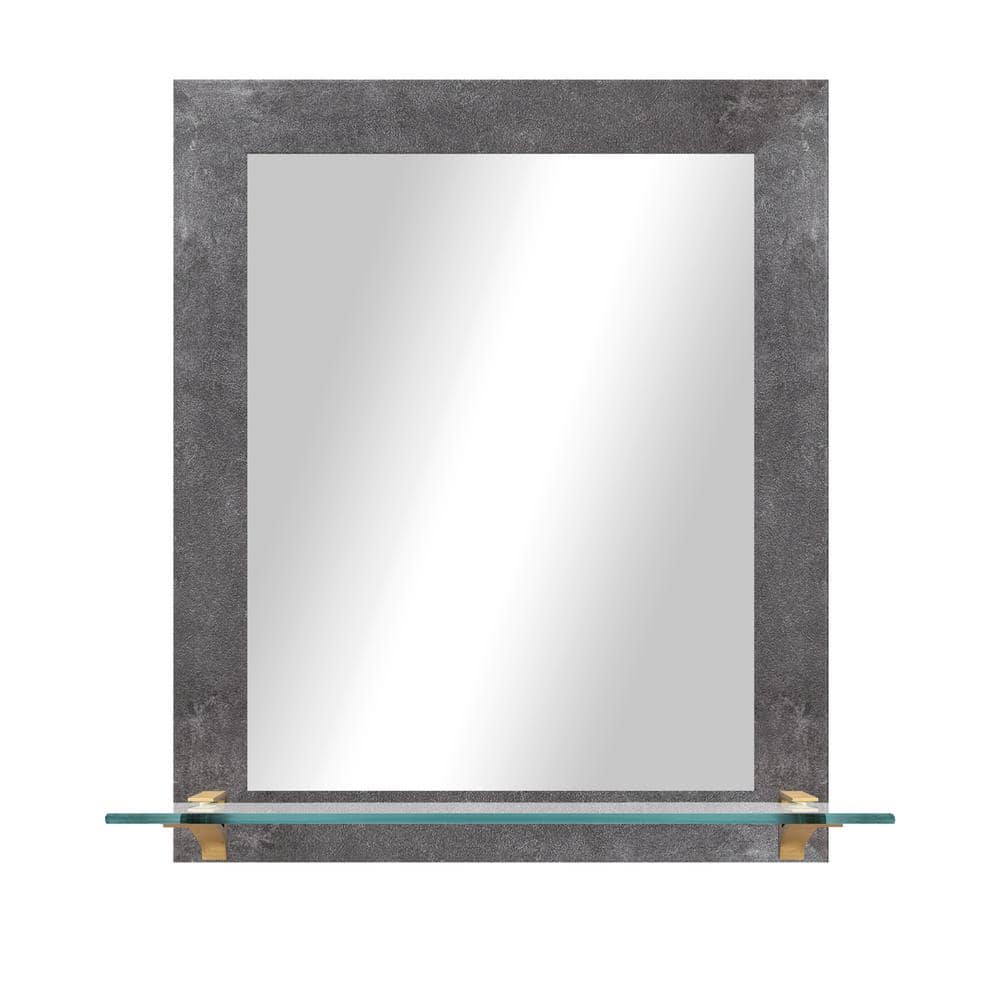21.5 in. W x 25.5 in. H Rectangular Framed Concrete Vertical Wall Mirror wi