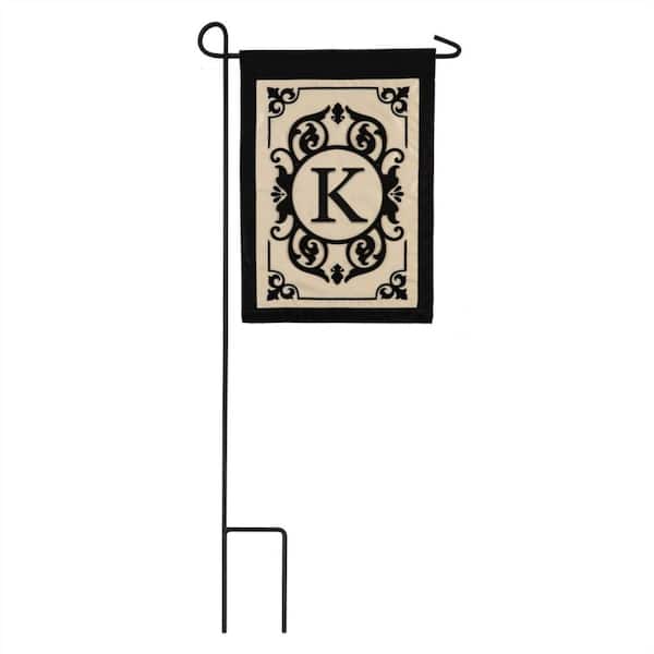 Evergreen 12.5 in. x 18 in. Cambridge Monogram Garden Applique Flag Letter K