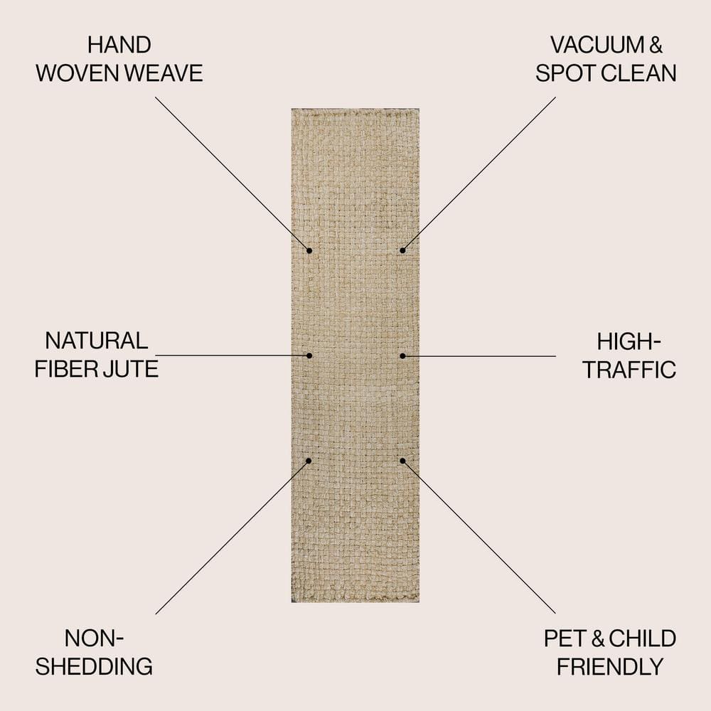 Ivory Handwoven Jute Boucle Chunky 2x8 Runner Rug