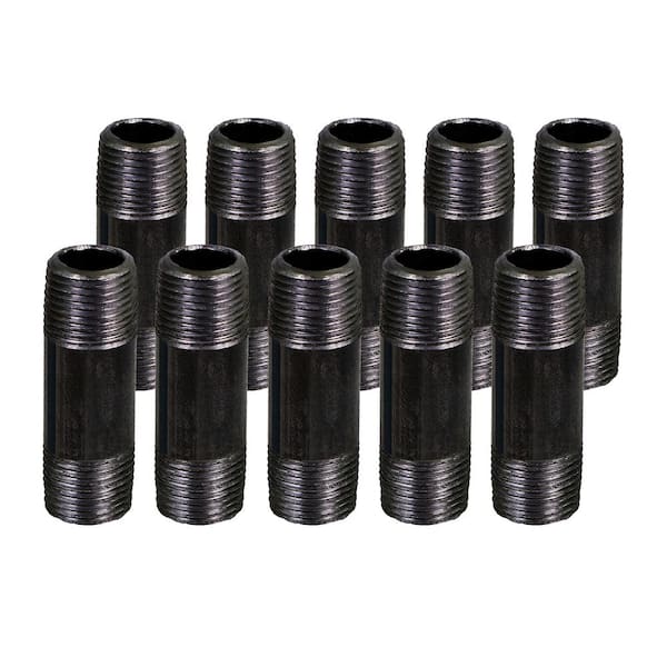 The Plumber's Choice Black Steel Pipe, 1/8 in. x 3 in. Nipple Fitting (Pack of 10)