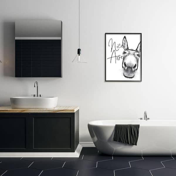 Sitting Black Kitty Cat  Bathroom Sink Country Wall Art Print