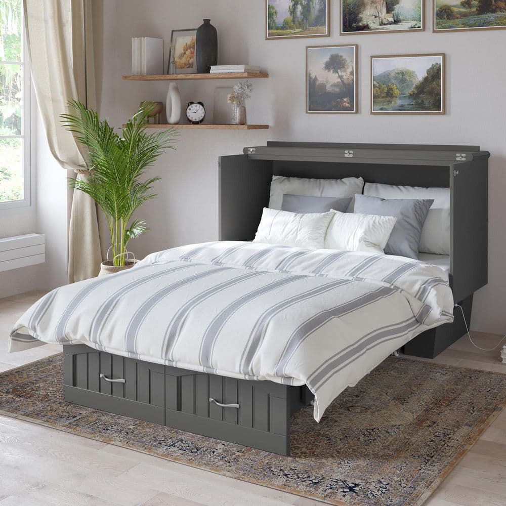 Nantucket White Murphy Bed Chest with Full Mattress - thumbnail 6