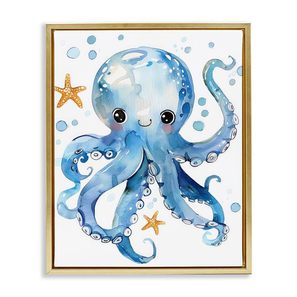 Happy Smile Octopus by Franklyn Gregory Gold Floater Frame Animal Graphic Art Print 21 in. x 17 in. price history on PriceWatchPro
