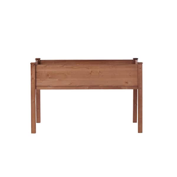 48 in. x 24 in. x 30 in. Wood Raised Planter with Legs in Coffee