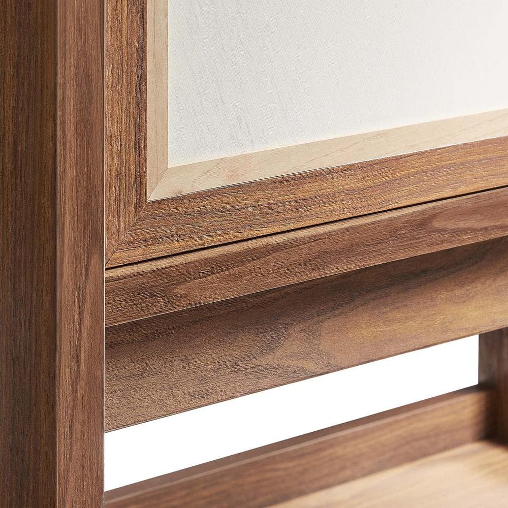 Capri Tall Walnut Wood Grain Freestanding Storage Cabinet with Linen Doors