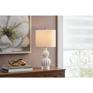 Monroe 21.5 in. White Ceramic Table Lamp with White Fabric Shade