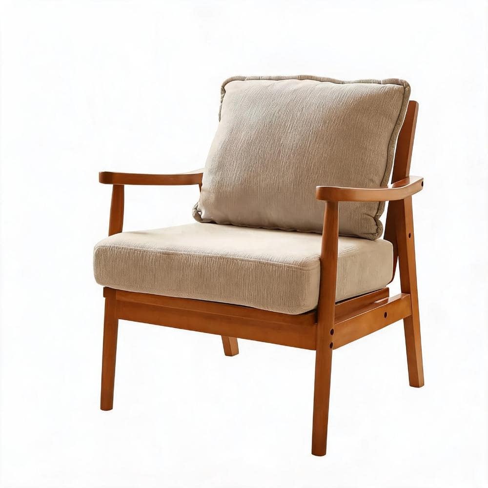 Cute Accent Chair 28.4 in. Grey Fabric Solid Wood Frame Living Room Armchair durable construction