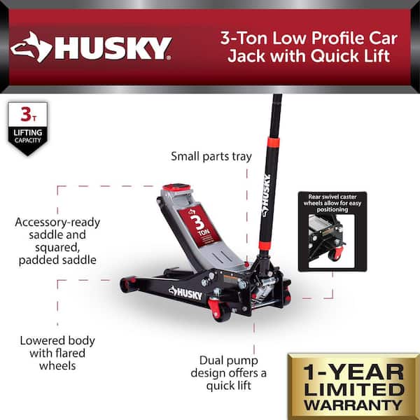 Husky 3-Ton Low Profile Floor Jack with Quick Lift HD00120N-HV-TH