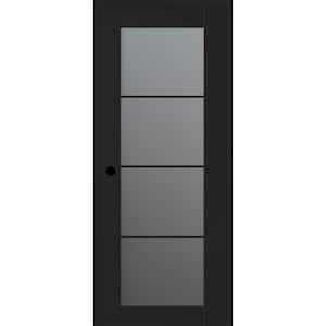 Vona 28 in. x 96 in. Right-Handed 4-Lite Frosted Glass Black Matte Composite DIY-Friendly Single Prehung Interior Door