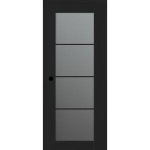Vona 28 in. x 84 in. Right-Handed 4-Lite Frosted Glass Black Matte Composite DIY-Friendly Single Prehung Interior Door