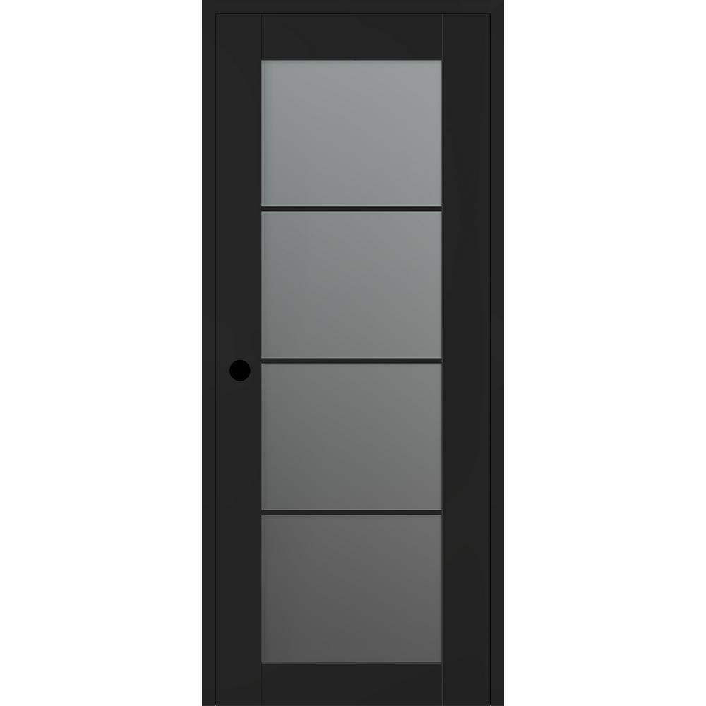 Belldinni Vona 30 in. x 96 in. Right-Handed 4-Lite Frosted Glass Black ...