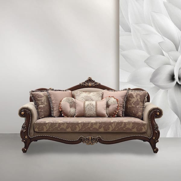 Acme Furniture Mehadi 88 in. Rolled Arm 2-Seater Sofa in Walnut 