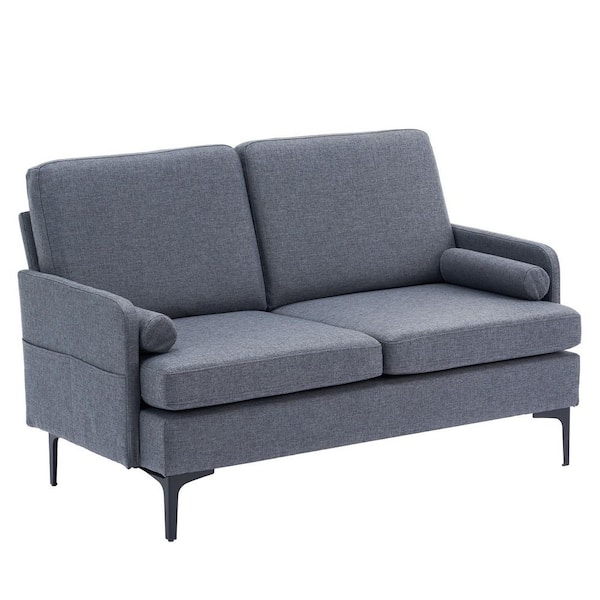 Karl home 54.3 in. Dark Gray Linen 2-Seater Loveseat