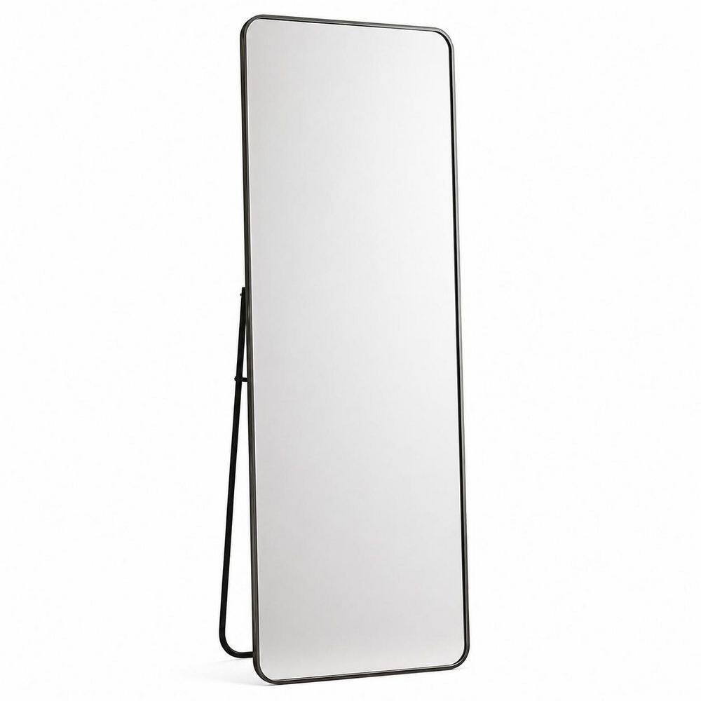 21 in. W x 56 in. H Rounded Black Aluminum Framed Full-Length Floor Mirror with Stand for Leaning or Standing price history on PriceWatchPro