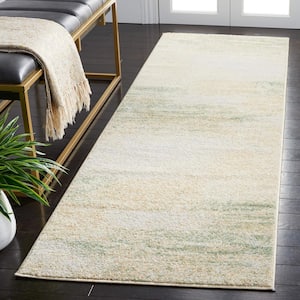Adirondack Ivory/Gold 3 ft. x 14 ft. Solid Color Distressed Runner Rug