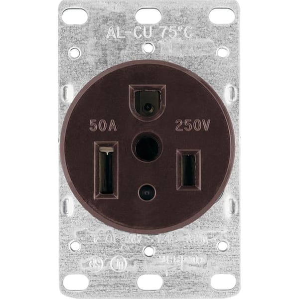 Eaton 50 Amp Heavy-Duty Grade Flush Mount Power Receptacle with 3-Wire Grounding, Black