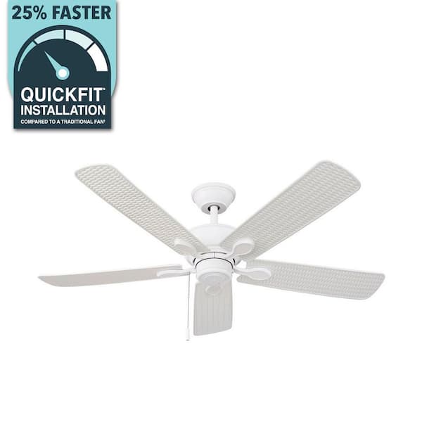 Staysail 52 in. Indoor/Outdoor Matte White Ceiling Fan with Reversible Motor (Wet Rated)