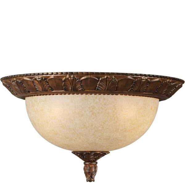Forte Lighting 3 Light Flush Mount Rustic Sienna Finish Mica Flake Glass-DISCONTINUED