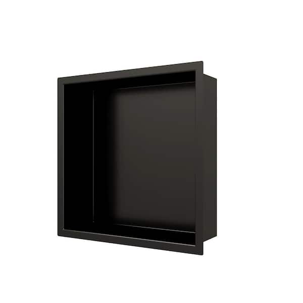 Hpeytaire 13 in. W x 13 in. H x 4 in. D Single Shelf Bathroom Recessed Shower Niche in Black