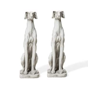 32 in. H MGO Sitting Dog Garden Statue (2-Pack)