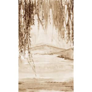 Brown Landscape Painting Mountain View Printed Non-Woven Paper Non-Pasted Textured Wallpaper L: 8 ft. 8 in. x W: 83 in.