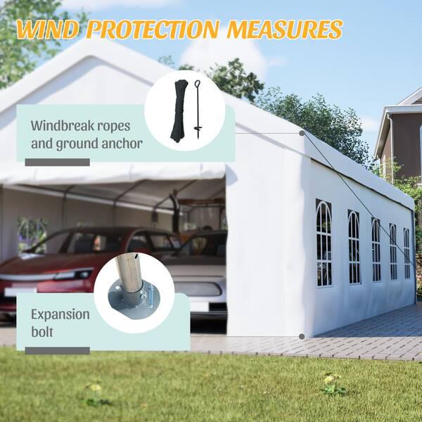 ToolCat 16 ft.x 32 ft. Heavy Duty Carport Canopy with Removable
