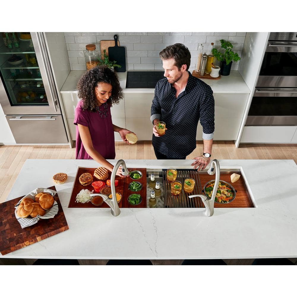 45-Inch Stainless Steel Workstation Sink with Hardwood Accessories