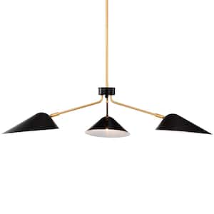 Stelle 41 in. 3-Light in. door Gold and Black F in. ish Chandelier with Light Kit