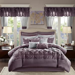 Loretta Plum Faux silk Queen Comforter Set