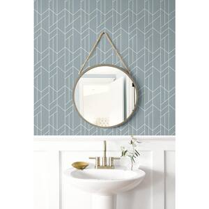 Light Blue Geometry Vinyl Peel and Stick Wallpaper Roll (31.35 sq. ft.)