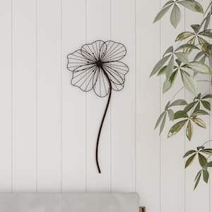 Distressed Brown Rustic Metal Wire Stemmed Flower Wall Art