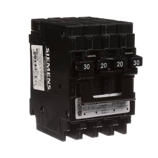 Siemens Quadplex Two Double Pole 30 Amp Outside Two Double Pole 20 Amp Inside Circuit Breaker