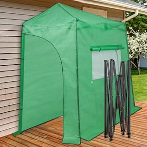 9 ft. W x 4 ft. D Portable Lean to Walk-In Pop-Up Gardening Greenhouse Canopy, Green