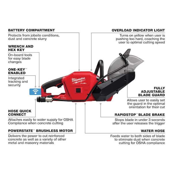 M18 FUEL ONE-KEY 18V Lithium-Ion Brushless Cordless 9 in. Cut Off Saw with (1) 6.0 Ah Battery