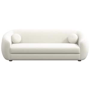 Nandi 87 in. Round Arm 3-Seater Sofa in Ivory