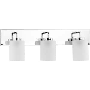Merry Collection 24 in. 3-Light Polished Chrome and Etched Glass Transitional Style Bath Vanity Wall Light