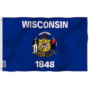 Fly Breeze 3 ft. x 5 ft. Polyester Wisconsin State Flag 2-Sided Flags Banners with Brass Grommets and Canvas Header