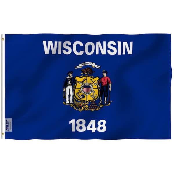 ANLEY Fly Breeze 3 ft. x 5 ft. Polyester Wisconsin State Flag 2-Sided Flags Banners with Brass Grommets and Canvas Header