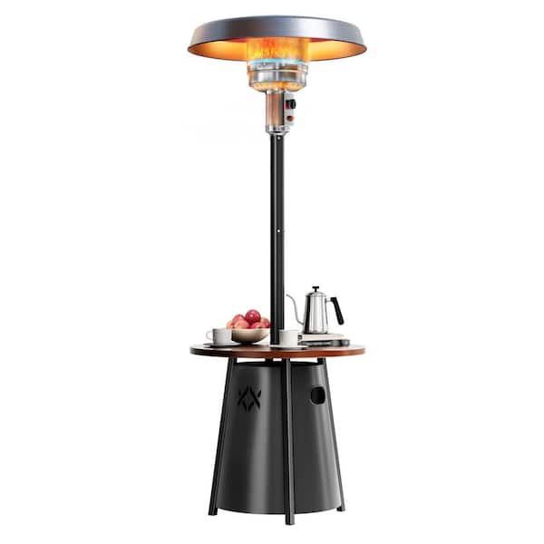 50,000 BTU Black Propane Gas Patio Heater with 28" Table and Adjustable Thermostat