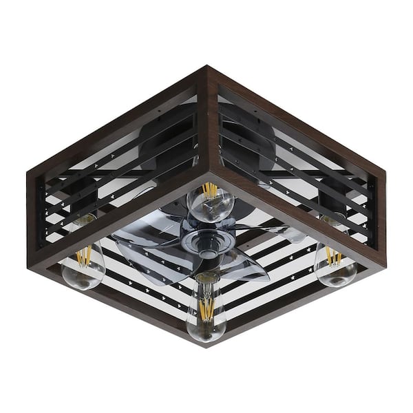 Yardreeze 18 in. Indoor Dark Wood American Retro Style Ceiling Fan Chandeliers with Remote Control, 6 Gear Wind Speed Fan Light