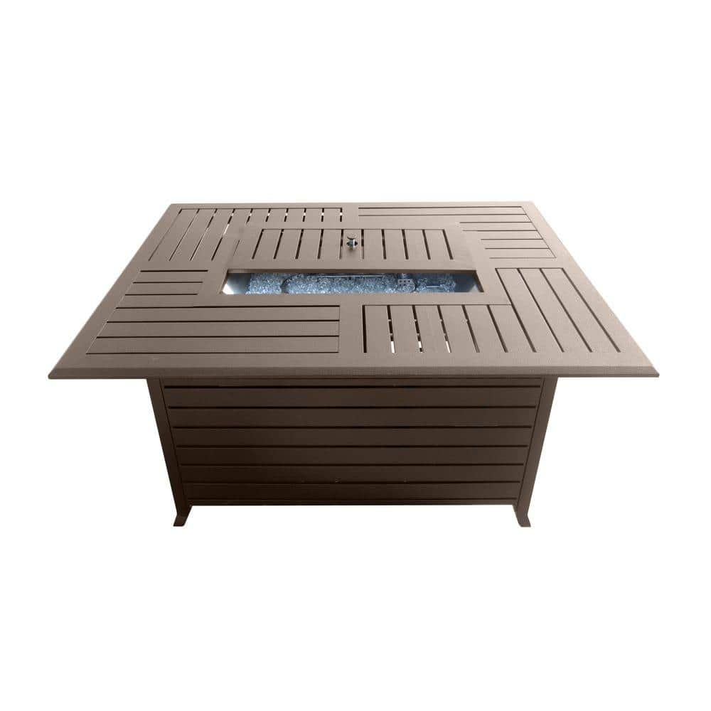 AZ Patio Heaters 49.5 in. Rectangle Slatted Aluminum Firepit in Bronze  FS-1010-T-12 - The Home Depot