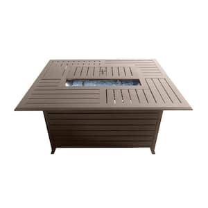 49.5 in. Rectangle Slatted Aluminum Firepit in Bronze