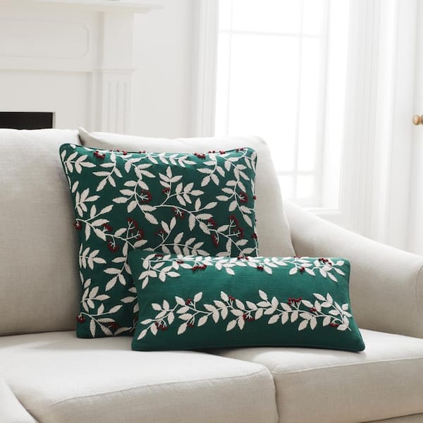 The Company Store Legends Luxury Holiday Berry Green Lumbar Throw Pillow Cover 83436B LUM GREEN The Home Depot