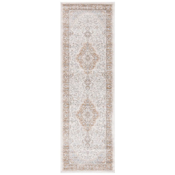 Isabella 2 ft. x 9 ft. Cream/Beige Antique Floral Runner Rug