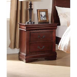 24 in. H x 15 in. W x 21 in. D 2-Drawer Brown Nightstand