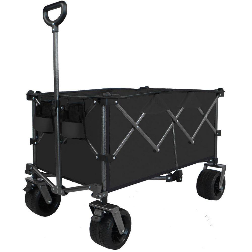 21 cu. ft. Black Oxford Fabric Garden Cart, Folding Wagon with Telescopic Handle for Garden Camping Shopping Beach price history on PriceWatchPro