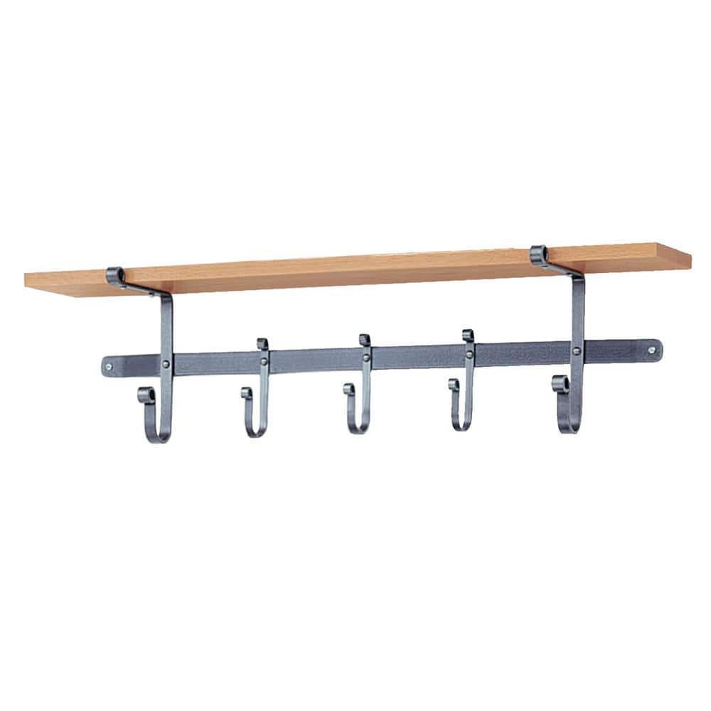 Enclume Handcrafted 36 in. Hammered Steel Coat Rack with Solid Hardwood ...