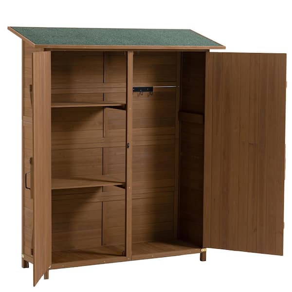 4.7 ft. W x 1.6 ft. D Outdoor Wood Tool Storage Shed with Lockable Door and Pitch Roof, Yellow Brown (6.8 sq. ft.)